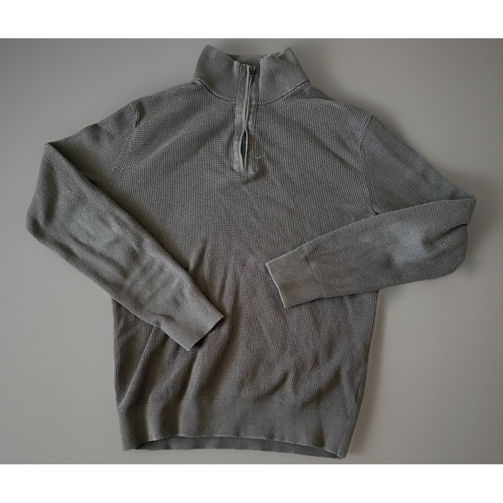 Banana Republic Waffle Knit 1/4 Quarter Zip Pullover Sweater Brown Small JBHS